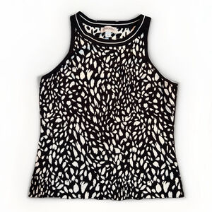 Carmen Marc Valvo Black & White Printed Knit Tank - Size Large